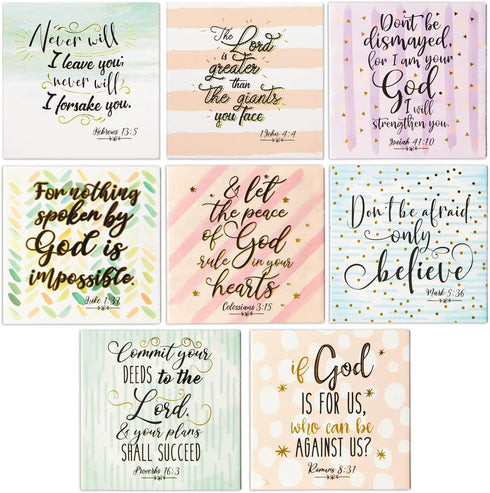 Juvale Inspirational Bible Magnets for Kitchen Decor & Accessories - 8-Pack, 2.5-Inch Square Metal Magnets with Faith