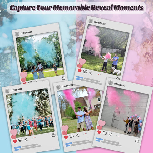 4 Pack 2 2 POPUPARTY Gender Reveal Confetti Powder Cannon | Pink & Blue - Confetti and Powder Poppers | Ideal for Baby