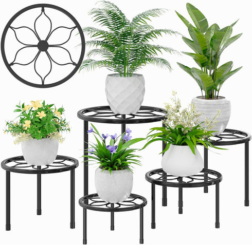 VECELO Metal Plant Stands Set of 5, Multiple Heavy Duty Flower Pot