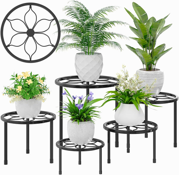 VECELO Metal Plant Stands Set of 5, Multiple Heavy Duty Flower Pot