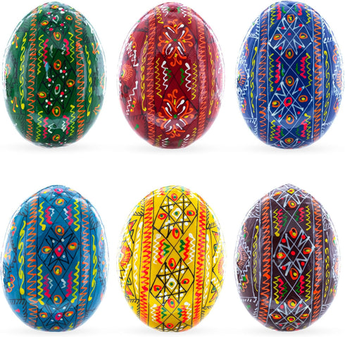 Set 6 2.5 Inches BestPysanky of Traditional Ukrainian Pysanky Wooden Easter Eggs