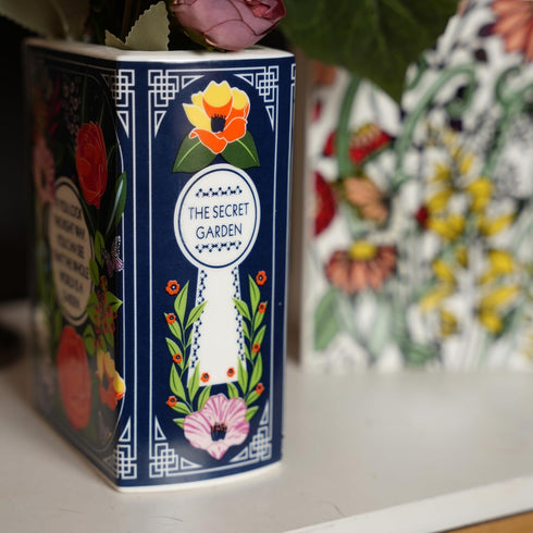 Ceramic Book Vase for Flowers, Home Decor, Cute Bookshelf Accent, Lovers Gifts, Unique Home/Bedroom/Office Decor (Small