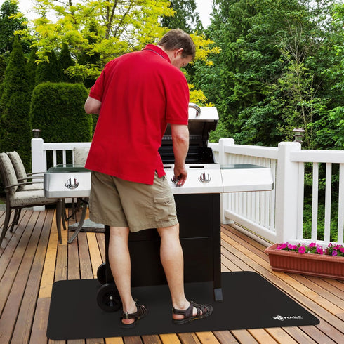32 60 inches FLASLD Heavy-Duty Outdoor Under Grill BBQ Floor Mat x - Fireproof and Waterproof Protector for Decks