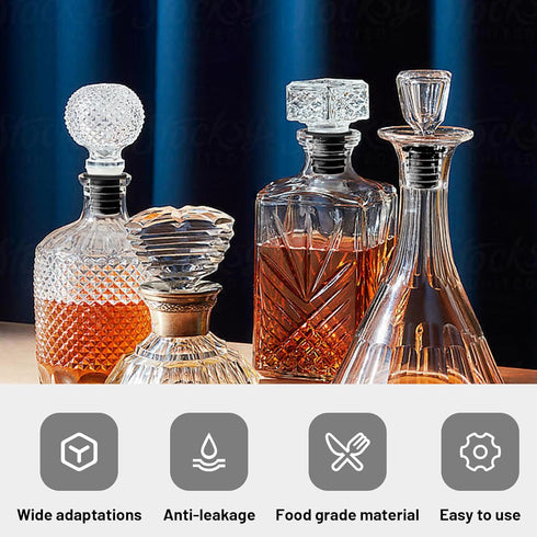 Liquor Pourer Adapters for Large Liquor and Olive Oil Bottles, Converts Regular Size Spout to Large Pouring Spout, 6