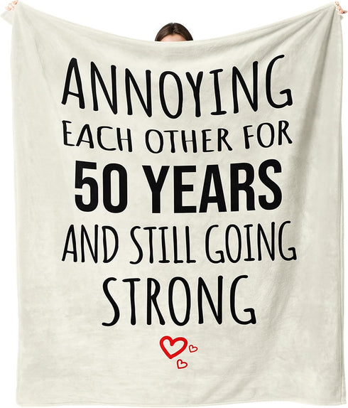 Dulkjio 50th Anniversary Blanket Gifts, 50th Anniversary Wedding Gifts for Couple Parents, Golden