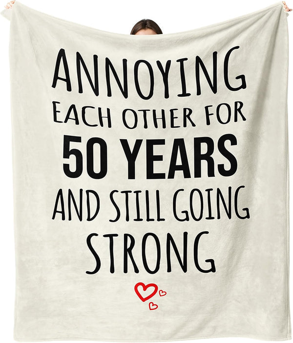 Dulkjio 50th Anniversary Blanket Gifts, 50th Anniversary Wedding Gifts for Couple Parents, Golden
