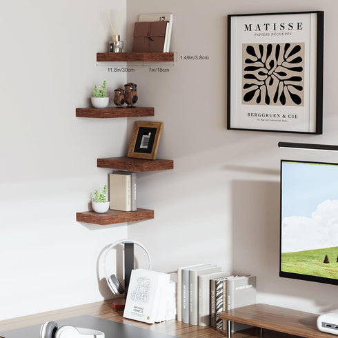 12x7x1.5 Set 2) Floating Shelves for Wall, Bathroom Shelves Over Toilet, Wall Shelves & Book Shelf, Hanging Shelf
