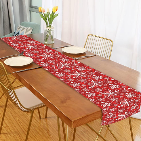 Winter Snowflake Red Table Runner, 70 Inches Christmas Snowflakes for Dining Table Kitchen Holiday Decor