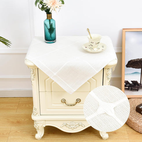 NEWISHER Farmhouse Embroidered Plaid Tablecloth Lattice Fabric Bedside Table Cloth Rustic Checkered