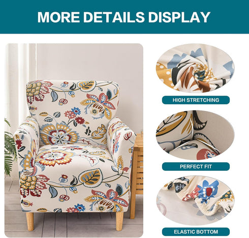 1-Piece 07 NILUOH Banquet Armchair Slipcover Stretch Chair Covers with Arms Printed Soft Accent Chair Cover Anti-Slip