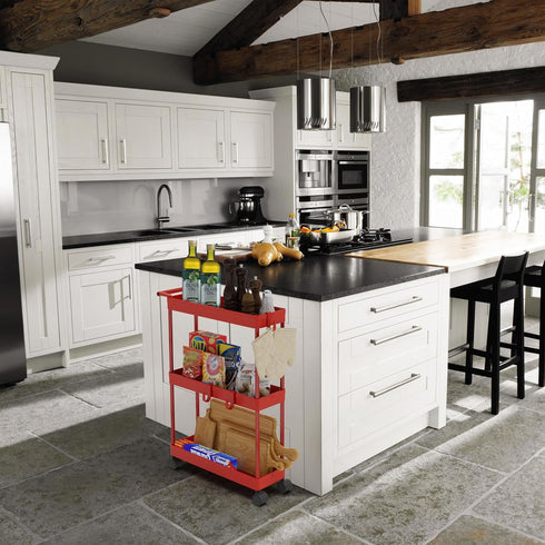 3-Tier 5.5'' 27.5'' Simple Houseware Slim/Narrow Storage Cart with Handle, Wide x Height Rolling Organizer for Kitchen