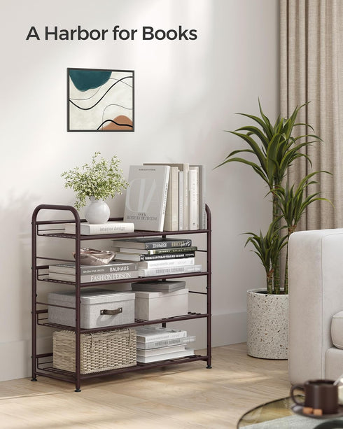 4 16 Closet SONGMICS Stackable Shoe Rack, Tier Metal Shoes Rack Storage Shelf, Holds up to Pairs Shoes, Adjustable