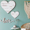 3 Pcs Wooden Hearts Decor, Rustic Hanging Love Plaque for Wall Home Farmhouse Living Room Bedroom Gifts (White)