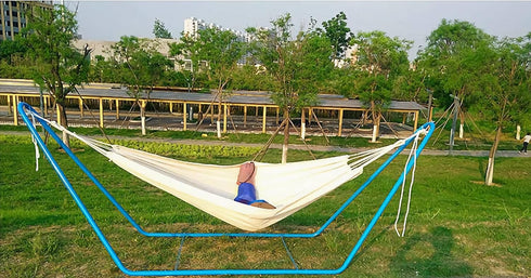 White Hammock Swing Bed, Single Person Cotton Fabric Canvas Travel Hammocks, 500lbs Ultralight Camping Hammock,