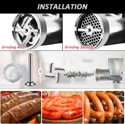 Mudder 4 Pieces Sausage Stuffer Kit, Stainless Steel Grinder Tubes with Sausage Stuffer Ring for Size 5 Meat Grinder