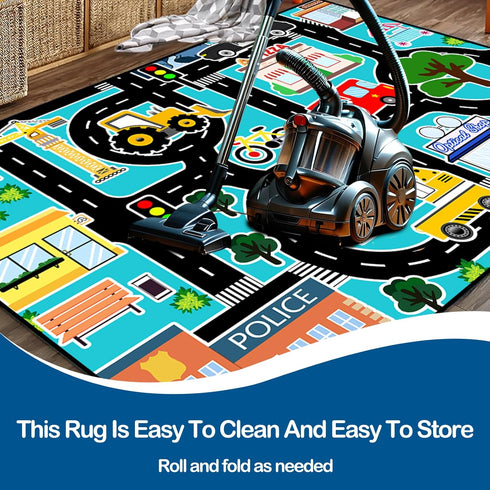2.5x4 Car Rug Play Mat - Kids Play Carpet City Life Road Map Rug Educational Traffic Track Car Mat for Kids Toy Cars