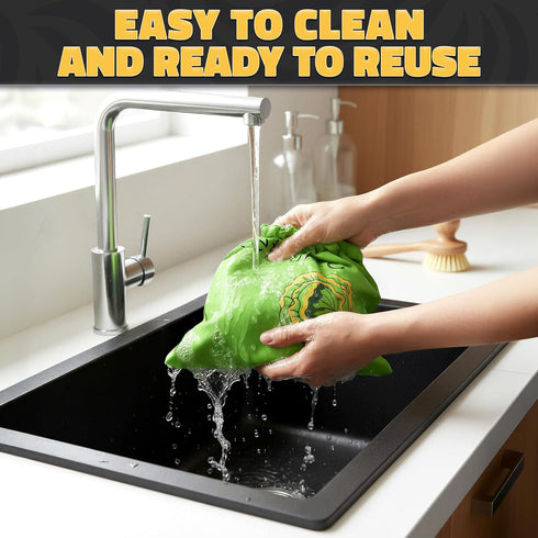 3-Layer Lettuce Keeper for Refrigerator Reusable Produce Storage Bags with Foil Lining and Drawstring | Breathable