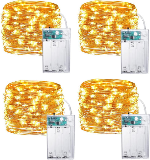 Joomer LED Fairy Lights Battery Operated, 4 Pack Each 16FT 50 LED Cuttable