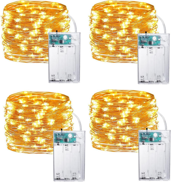 Joomer LED Fairy Lights Battery Operated, 4 Pack Each 16FT 50 LED Cuttable