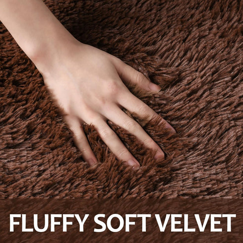 Hutha 6x9 Large Area Rugs for Living Room, Super Soft Fluffy Modern Bedroom Rug, Brown Coffee Indoor Shag Fuzzy Carpets