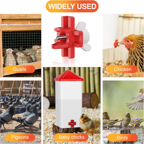 (Pack 20) ZenxyHoC Horizontal Chicken Waterer Nipples, Automatic Poultry Watering System with Drill Bit, Leak-Proof