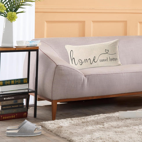 MFGNEH Home Sweet Home Quotes Farmhouse Pillow Covers 12x20 Inch Decorative Lumbar Throw Pillow Case