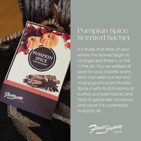 Pack 6, Closet, Floral Simplicity Pumpkin Spice Scented Sachets of Fall & Winter - Long-Lasting Scented Bags, Home