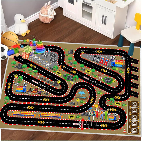 31''x47'' Kids Car Rug for Play Toy Cars, Race Track Play mat Carpet Kid Road Rugs for Playroom Classroom Kids