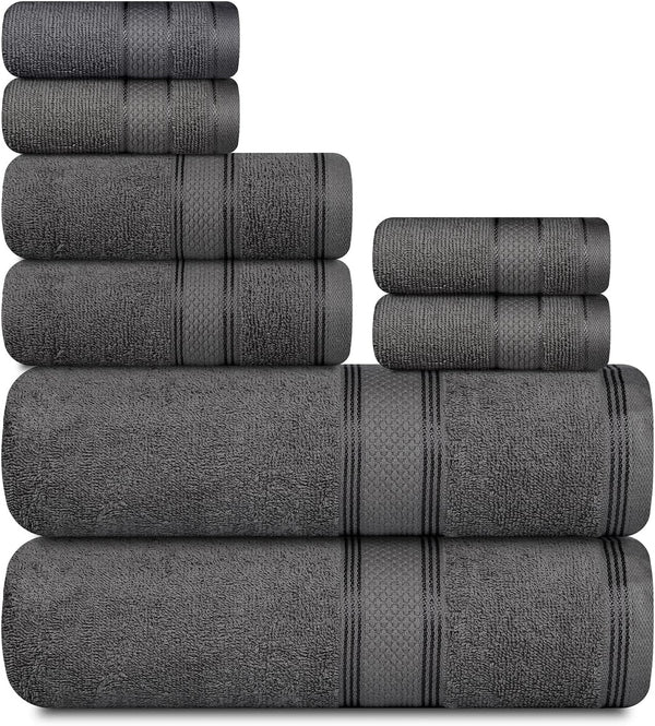 Casa Lino Bath Towel Set of 8 (2 Bath Towels, 4 Wash