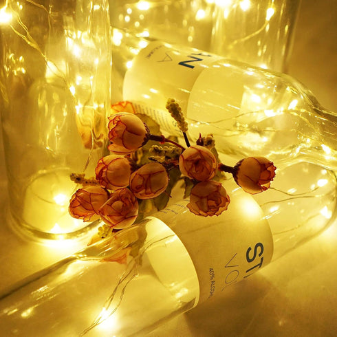 Wine Bottle Lights with Cork, Battery Operated 20 LED Fairy Mini String Lights for DIY, Party, Decor (3, Warm White)