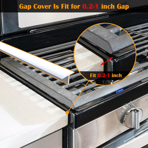 KindGa Stove Gap Covers, Silicone Counter Gap Filler for Stove, 30 Inches for 4-25mm Gap, Seal Spills between Appliances Countertop Furniture Stoves Ovens(Set of 2, White)