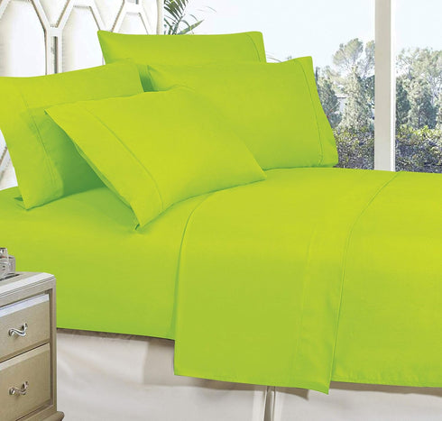 Luxury Silky Soft 1500 Thread Count Bed Sheet Set - Egyptian Quality, Deep Pocket, Twin Lime-Green, 3-Piece