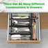 Silverware Drawer Organizer - 6 Pack Utensil Organizer for Kitchen Drawers, Interlocking Arm Design