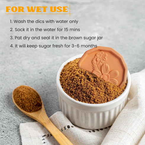 YUMBAN Brown Sugar Keeper Saver, Terracotta Brown Sugar Softener to Maintain Food Moisture or Dry in Container