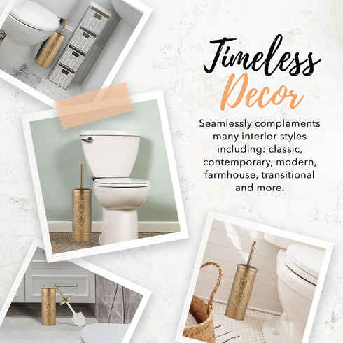 Set, Sets Autumn Alley Antique Gold Toilet Brush and Holder Standing Toilet Brush for Modern Bathroom Decor, Soft Gold