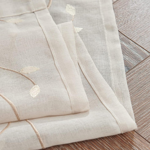 jinchan Sheer Door Curtain, Floral Embroidered Semi-Sheer Voile, Light Filtering Drape Rod Pocket 1 Panel W55 x L40