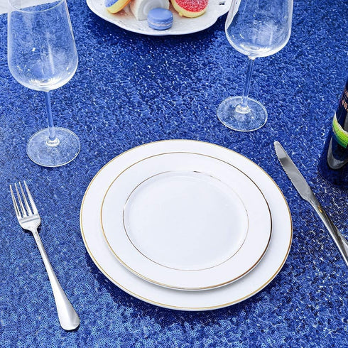 Hahuho 50x50 inch Royal Blue Square Sequin Tablecloth, Glitter Tablecloth for Bridal Shower, Birthday, Wedding, Dessert