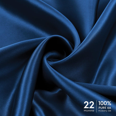 Tafts Pillow Cases - 22mm 100% Pure Mulberry 6A Silk Pillowcase with Zipper Closure (Navy Blue, Queen 20x30 1pc)
