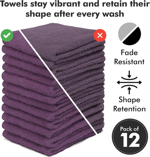 Novo Home Pack 12 100% (12x12 inch) Face Towels of Cotton Wash Cloths Soft, Quick Dry & Highly Absorbent Hand Towels