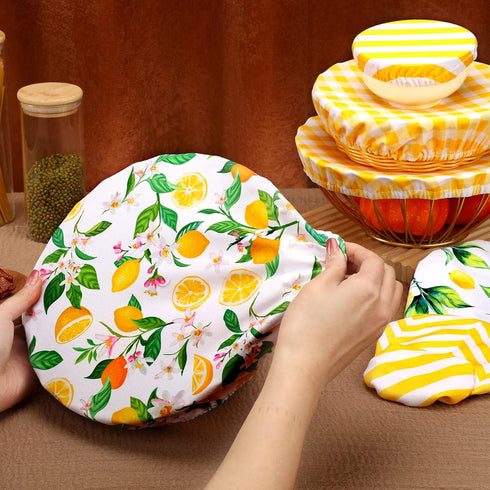 10 Pack Cloth Bowl Covers for Bread Rising, Reusable Fabric Covers, 5 Size Stretch Elastic for Food Storage