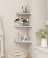9.68x9.68 Inch Corner Shelves Wall Mount, Rustic Natural Wood Corner Floating Shelf, Distressed White Storage Organizer