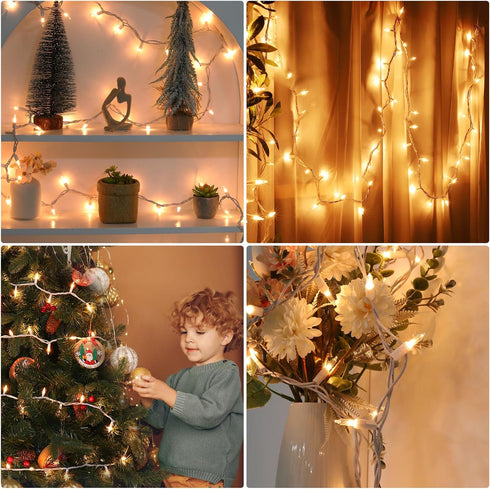 2 50 Count Meteds Christmas Lights PCS Clear Mini Lights White Wire UL Certified Connectable Warm White String Lights