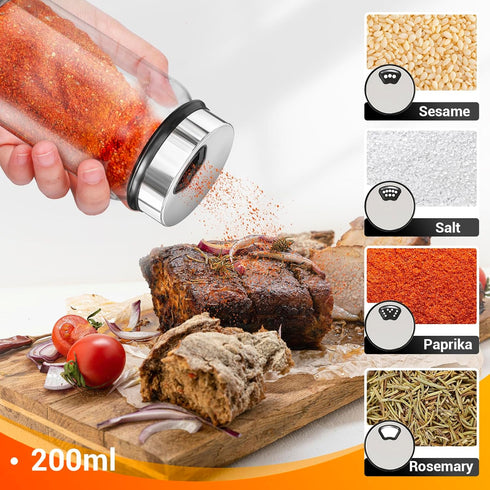 6 Pack 6 oz Set 136 1 1 Segarty Glass Spice Jars with Shaker Lid, Empty Spice Jar with Labels, Seasoning Containers
