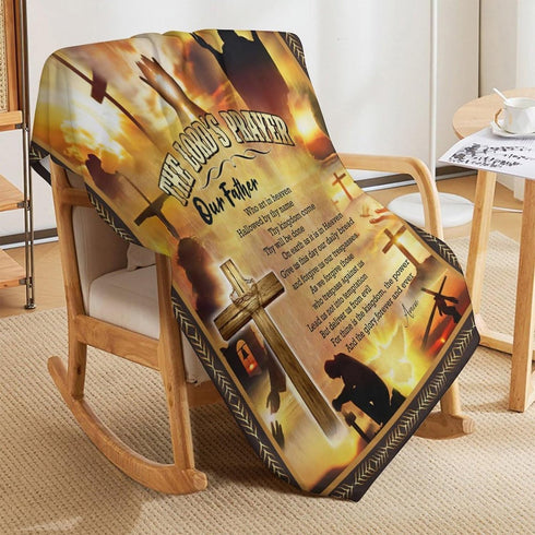 eiffecho 50"x60" The Lords Prayer Print Blanket Christian Bible Verse Scripture Religious Faith Throw Blankets
