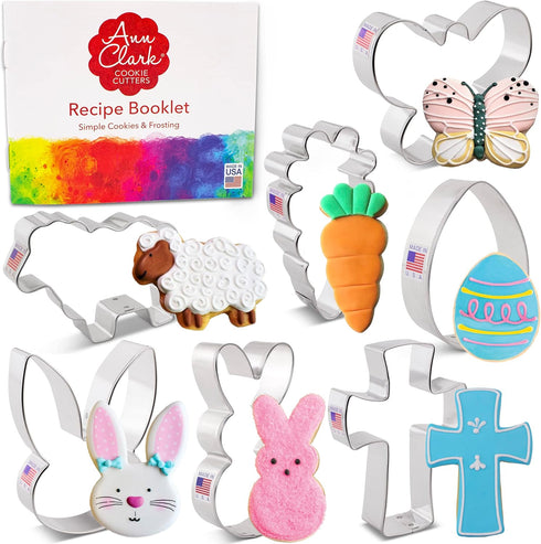 Ann Clark Easter Cookie Cutters 7-Pc Set Made in USA, Easter Bunny, Egg, Holy Cross, Carrot, Butterfly
