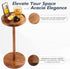 Pedestal Side Table, Acacia Drink Table with Weighted Base, Small Round Side Table for Small Spaces with Phone Holder