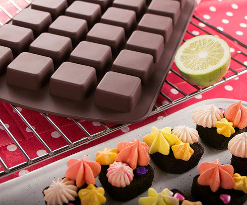 Webake Mini Brownie Pan, Square Silicone Baking Mold for Keto Fat Bomb, Chocolate