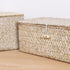 FEIALNDUO Wicker Shelf Baskets with Lid - Seagrass Storage Bins Rectangular Handwoven Basket Boxes for Home Organizer