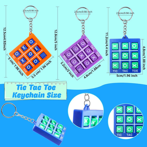 40 Pack Tic Tac Toe Keychain Mini Games, Plastic Keyholders for Boys Girls Birthday Party Favors, Backpack Clip Fillers