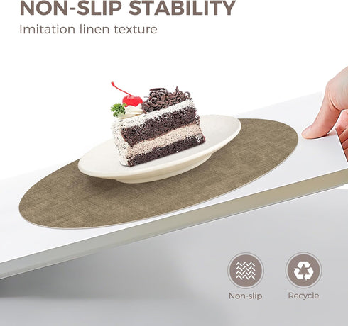 13" Set 6, Round Placemats of NCUE Dual-Sided Faux Leather Heat Resistant Table Mats, Waterproof Oilproof Washable